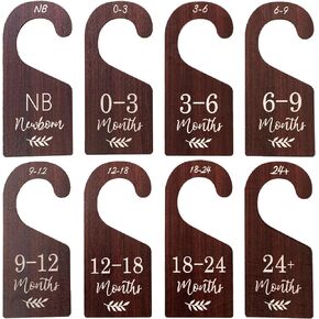 Baby Closet Dividers, Hanging Wooden Double-Sided Nursery Decor Closet Dividers for Baby Clothes, Baby Clothes Dividers for Newborn to 24 Months Size Clothes