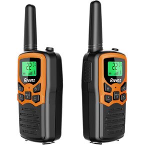 Walkie Talkies RV-7 with 22 FRS Channels, Rivins Walkie Talkies Long Range for Adults with LED Flashlight VOX Scan LCD Display, Handheld Walkie Talkie for Hiking Camping Trip (Orange 4 Pack) in Kuwait