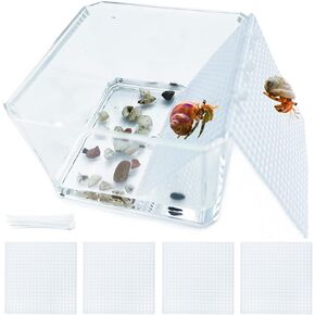 خزان مياه لسلطعون الناسك مع منحدر للتسلق، العاب تسلق السلطعون الناسك، مجموعة مستلزمات حوض السمك في المياه المالحة، ملحقات قفص لسلطعون الناسك الصغير والمتوسط in Kuwait