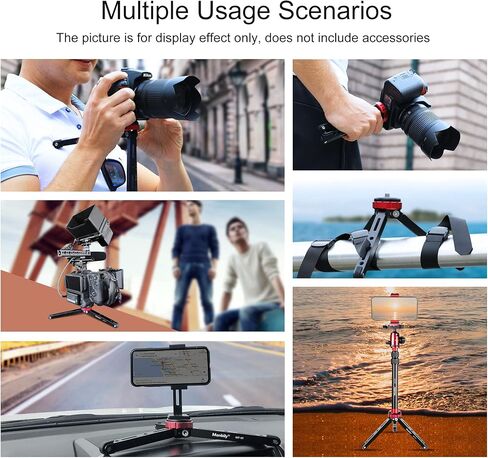 مانبيلي حامل ثلاثي القوائم لسطح الطاولة لكاميرا دي اس ال ار للموبايل مع 1/4 و3/8 تثبيت برغي وتصميم ساق وظيفية، حمولة قصوى 175 باوند، الومنيوم معدني سي ان سي، حامل سفر صغير (MT-01) in Kuwait