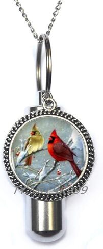 Yao0dianxku الكاردينال الطيور القلب جرة الحرق قلادة برونزية Vintge سوزان بورديت الحرق قلادة جرة للنساء هدية جيدة. Y007 in Kuwait