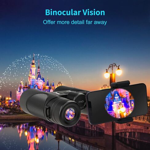 12x42 HD Binoculars for Adults with Upgraded Phone Adapter, Large View Binoculars with Durable & Clear BAK4 Prism FMC Lens，Waterproof Binoculars for Bird Watching Hunting Travel in Kuwait