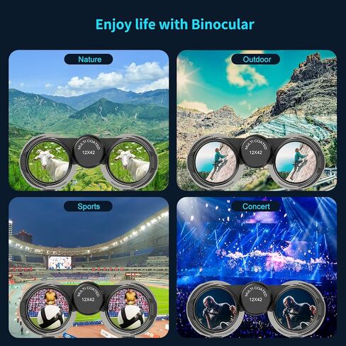 12x42 HD Binoculars for Adults with Upgraded Phone Adapter, Large View Binoculars with Durable & Clear BAK4 Prism FMC Lens，Waterproof Binoculars for Bird Watching Hunting Travel in Kuwait