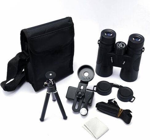 12x42 HD Binoculars for Adults with Upgraded Phone Adapter, Large View Binoculars with Durable & Clear BAK4 Prism FMC Lens，Waterproof Binoculars for Bird Watching Hunting Travel in Kuwait