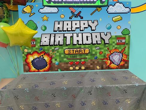 خلفية عيد ميلاد سعيد من البوليستر مقاس 7×5 قدم، لوازم حفلات تي ان تي، لافتة بتصميم كتل الاوساخ للاطفال والاولاد وديكور الغرفة in Kuwait