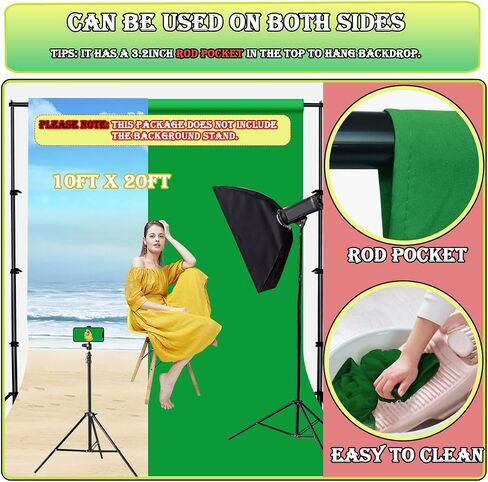 Large Greenscreen Backdrop Drapes Curtains 10x20ft Polyester Green Screen Background - SYUNASYU Chromakey Green Backdrop Collapsible Seamless Photography GreenScreen Background Backdrop for Photoshoot in Saudi Arabia
