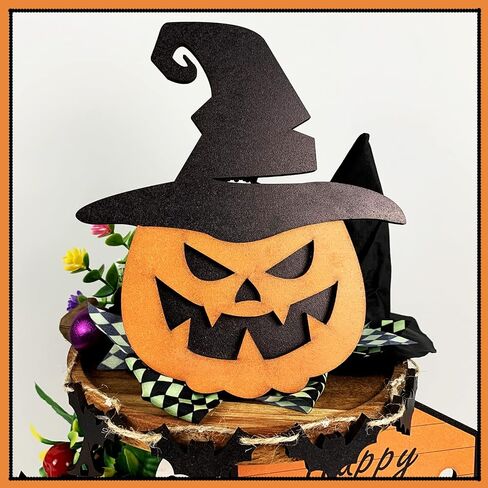Halloween Decorations -10 Pcs Halloween Tiered Tray Decor Set, Boo Happy Halloween Signs, Cute Pumpkin, Ghost, Cat Crafts Decor, Farmhouse Tier Tray Decor Items for Room Table Home Party Favors in Saudi Arabia