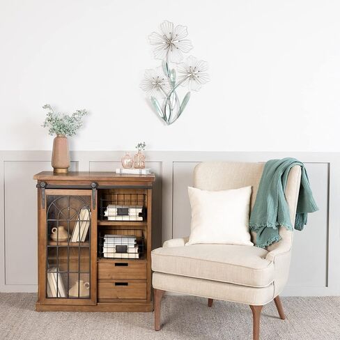 ديكور حائطي ثلاثي الزهور SHD0198 من ستراتون لديكور المنزل 18.50 عرضًا × 1.38 عمقًا × 30.00 ارتفاعًا، فضي وأزرق in Kuwait