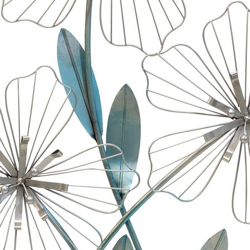 ديكور حائطي ثلاثي الزهور SHD0198 من ستراتون لديكور المنزل 18.50 عرضًا × 1.38 عمقًا × 30.00 ارتفاعًا، فضي وأزرق in Kuwait