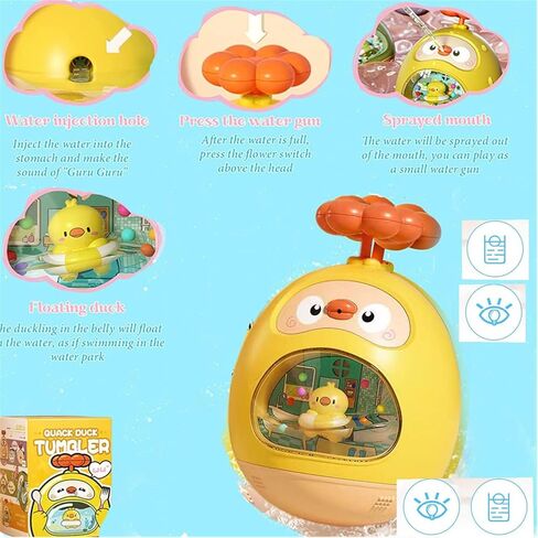 Baby Bath Toys forToddlers 1-3,Pool Toys for Toddlers 1-3 ,Roly PolyToys Duck Spray Bathing Toy with Floating Sprinkle ,Toddlers Toy for Boys Girls Gifts in Kuwait