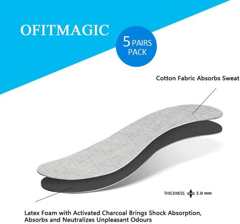 5 Pairs Odour Stop Insoles with Charcoal,Anti Odour Shoe Insoles,Odor Eater Shoe Inserts for Summer,Sockless Barefoot Insoles,Shoe Odor & Foot Deodorizer in Kuwait