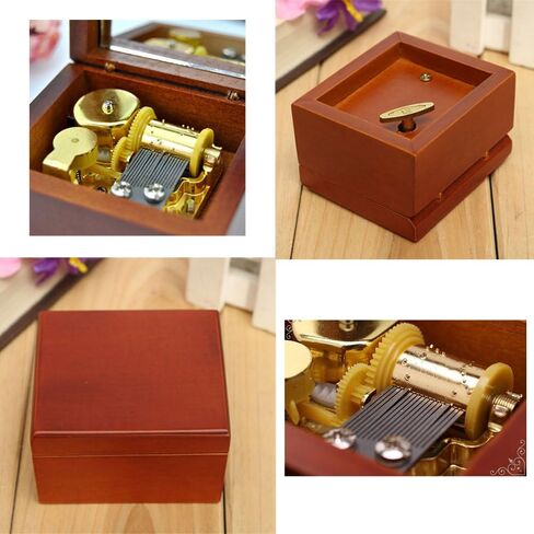 Wind-Up Wooden Music Box with Gold-Plating Movement in,Love Story,Black in Kuwait