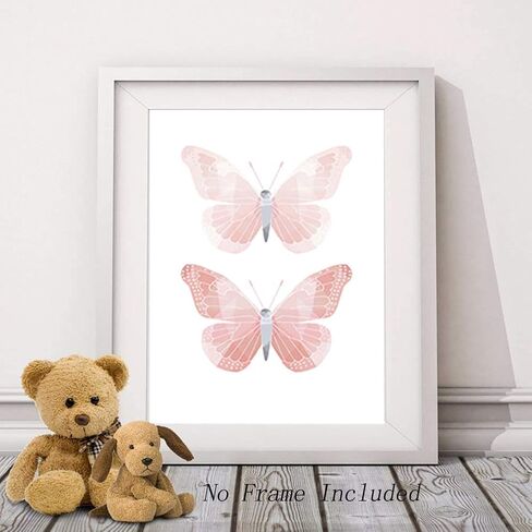 TIICA 3 Pcs Pink Butterflies Nursery Wall Art Prints, Unframed Watercolor Baby Girl Inspirational Quote Wall Decor Artwork, 8"X10" in Saudi Arabia