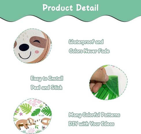 MEFOSS Funny Sloth Wall Stickers DIY Cute Sloth and Tropical Plants Flowers Leaves Wall Decals Peel and Stick Sloth Wall Decals Art for Boys Girls Room Playroom Baby Nursery Wall Decor in Saudi Arabia