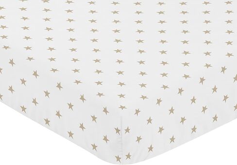 Gold and White Star Baby or Toddler Fitted Crib Sheet for Celestial Collection by Sweet Jojo Designs in Saudi Arabia