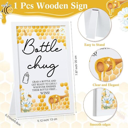 Roowest Bottle Chug Baby Shower Game Sign خشبية ديكور طاولة الألعاب 18 قطعة زجاجات أطفال 120 مل زجاجات حليب صغيرة زجاجات أطفال للعبة استحمام الطفل تكشف عن الجنس (الأوكالبتوس) in Kuwait