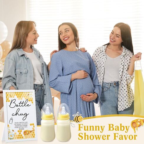 Roowest Bottle Chug Baby Shower Game Sign خشبية ديكور طاولة الألعاب 18 قطعة زجاجات أطفال 120 مل زجاجات حليب صغيرة زجاجات أطفال للعبة استحمام الطفل تكشف عن الجنس (الأوكالبتوس) in Kuwait