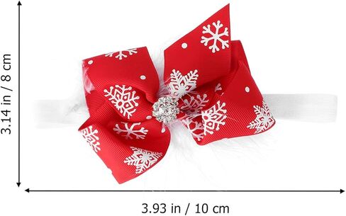 Lurrose Baby Girls Bowknot Headbands, 2Pcs Christmas Hair Bow Bands Elastic Headwraps with Snowflake Decoration Accessories for Newborns Infant Toddler in Kuwait