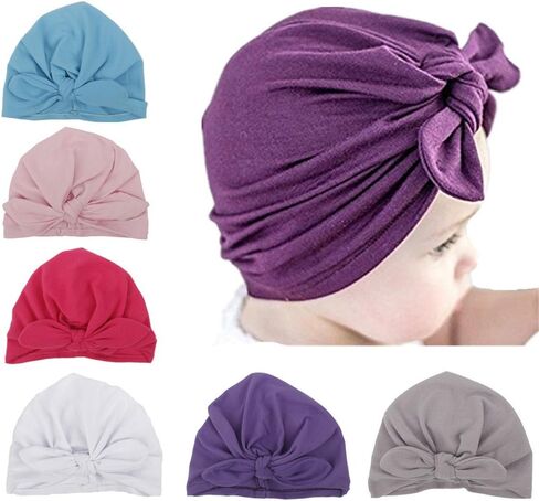 كاندسويت قبعات قطنية للبنات الصغيرات على شكل اذن ارنب للاطفال بعمر 3-36 شهر، ازرق وابيض ورمادي ووردي وارجواني داكن، 1-5T in Kuwait