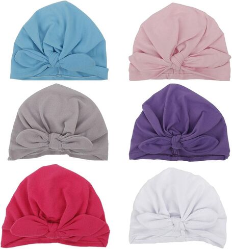 كاندسويت قبعات قطنية للبنات الصغيرات على شكل اذن ارنب للاطفال بعمر 3-36 شهر، ازرق وابيض ورمادي ووردي وارجواني داكن، 1-5T in Kuwait