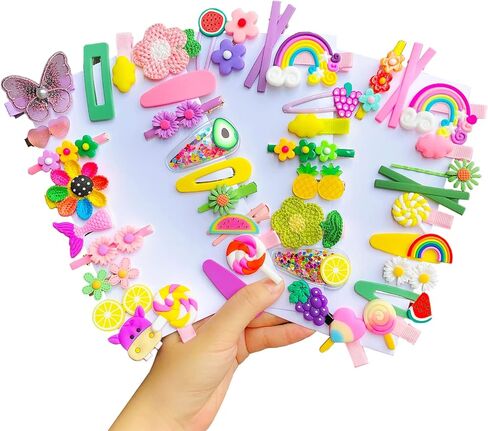 اليميرسا مشابك شعر للبنات الصغيرات من 50 قطعة، مشابك شعر رائعة بالوان قوس قزح، اكسسوارات شعر للبنات الصغيرات والمراهقات والاطفال الصغار in Kuwait