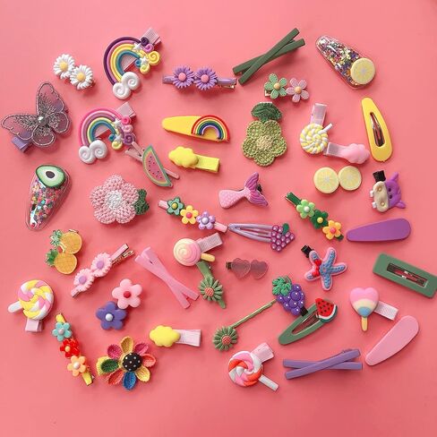 اليميرسا مشابك شعر للبنات الصغيرات من 50 قطعة، مشابك شعر رائعة بالوان قوس قزح، اكسسوارات شعر للبنات الصغيرات والمراهقات والاطفال الصغار in Kuwait