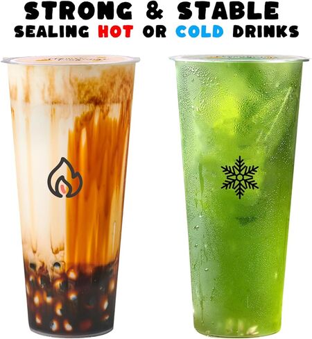 لفة تغليف اكواب من اويهيا، 90-105 ملم، 1500 كوب شفاف وسميك بفقاعات الشاي والفقاعات، غشاء محكم الغلق للاكواب البلاستيكية من البولي بروبيلين، الاكواب الورقية in Kuwait