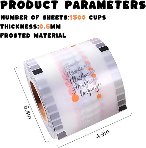 لفة تغليف اكواب من اويهيا، 90-105 ملم، 1500 كوب شفاف وسميك بفقاعات الشاي والفقاعات، غشاء محكم الغلق للاكواب البلاستيكية من البولي بروبيلين، الاكواب الورقية in Kuwait