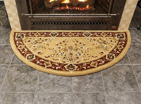 Beige Oriental Wool Hearth Rug, Half Round in Saudi Arabia
