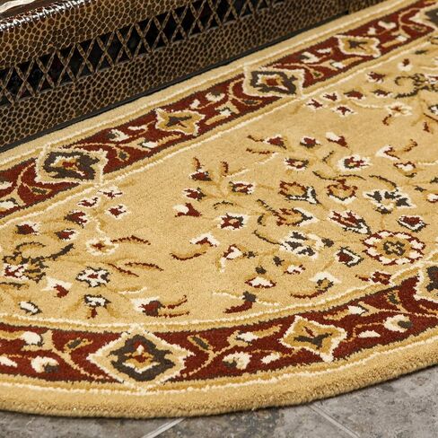 Beige Oriental Wool Hearth Rug, Half Round in Saudi Arabia