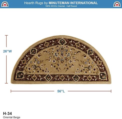 Beige Oriental Wool Hearth Rug, Half Round in Saudi Arabia