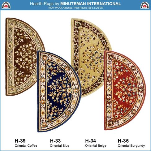 Beige Oriental Wool Hearth Rug, Half Round in Saudi Arabia