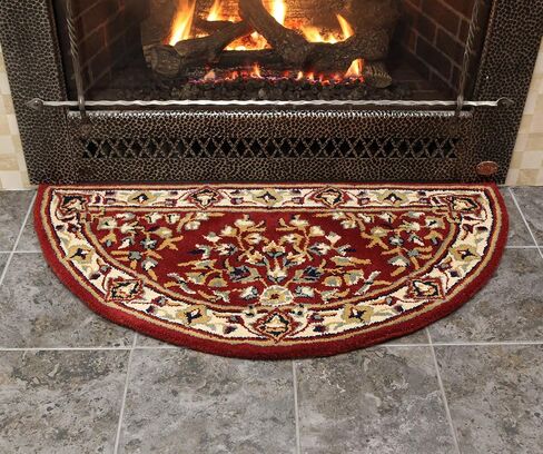 Beige Oriental Wool Hearth Rug, Half Round in Saudi Arabia
