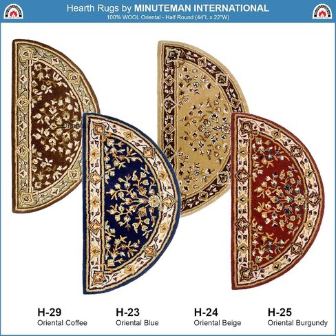 Beige Oriental Wool Hearth Rug, Half Round in Saudi Arabia