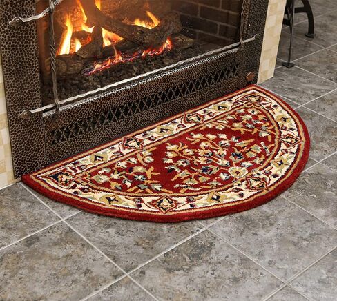 Beige Oriental Wool Hearth Rug, Half Round in Saudi Arabia