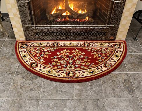 Beige Oriental Wool Hearth Rug, Half Round in Saudi Arabia