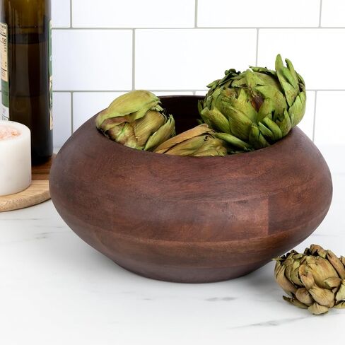 Bloomingville Modern Round Wood, Walnut Finish Bowl, Brown in Kuwait