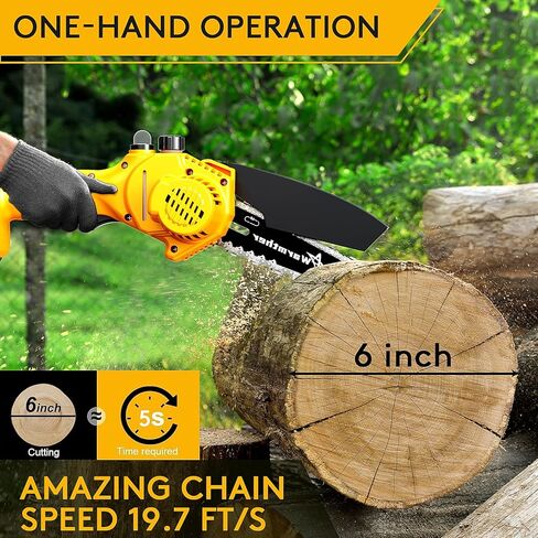 منشار كهربائي صغير لاسلكي 6 بوصة، منشار كهربائي مزود ببطارية 2 قطعة منشار فائق قابل لإعادة الشحن 21 فولت لقطع الخشب وتقليم الأشجار، ترقية 2024 in Kuwait