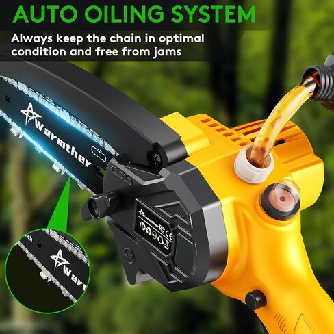 منشار كهربائي صغير لاسلكي 6 بوصة، منشار كهربائي مزود ببطارية 2 قطعة منشار فائق قابل لإعادة الشحن 21 فولت لقطع الخشب وتقليم الأشجار، ترقية 2024 in Kuwait