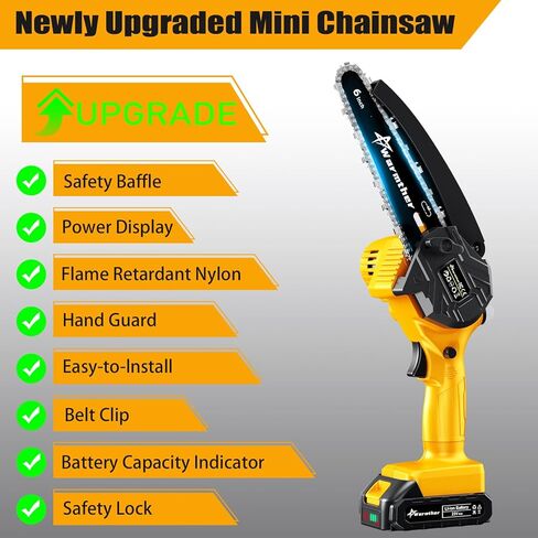 منشار كهربائي صغير لاسلكي 6 بوصة، منشار كهربائي مزود ببطارية 2 قطعة منشار فائق قابل لإعادة الشحن 21 فولت لقطع الخشب وتقليم الأشجار، ترقية 2024 in Kuwait