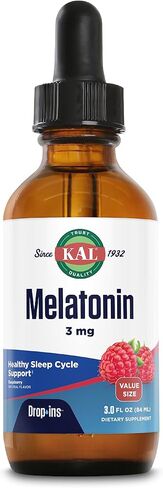 KAL Melatonin 3mg DropIns, Fast Acting Sleep Aid, Melatonin Drops for Calming Relaxation and Healthy Sleep Cycle Support, Natural Raspberry Flavor, 60 Day Guarantee, Approx. 88 Servings, 3 fl oz in Saudi Arabia