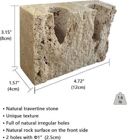 Marble Candle Holder Travertine Candlestick Holder for Home Decor, Natural Stone Holder with Natural Split Face, 2 Holes (Beige Travertine) in Saudi Arabia