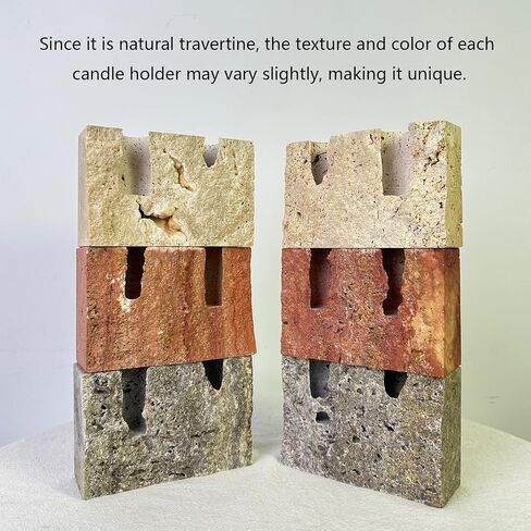 Marble Candle Holder Travertine Candlestick Holder for Home Decor, Natural Stone Holder with Natural Split Face, 2 Holes (Beige Travertine) in Saudi Arabia
