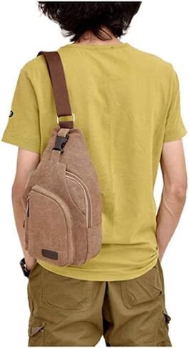 Q QICHUANG Crossbody Sling Backpack Canvas Small Sling Bag Hiking Daypack Rucksack for Men Women Outdoor Cycling Travel in Saudi Arabia