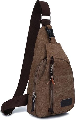 Q QICHUANG Crossbody Sling Backpack Canvas Small Sling Bag Hiking Daypack Rucksack for Men Women Outdoor Cycling Travel in Saudi Arabia