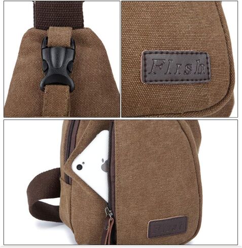 Q QICHUANG Crossbody Sling Backpack Canvas Small Sling Bag Hiking Daypack Rucksack for Men Women Outdoor Cycling Travel in Saudi Arabia