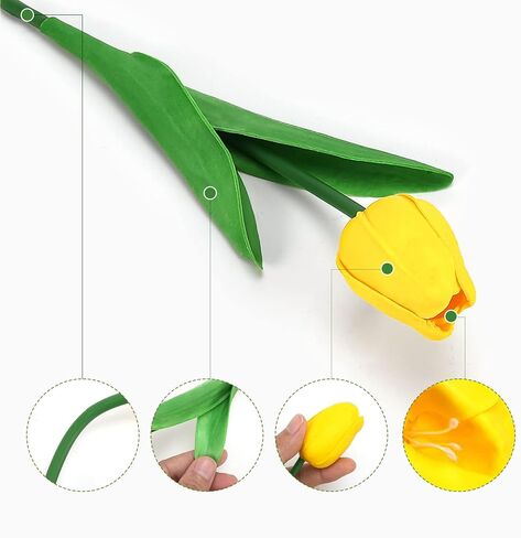 Omldggr 12 قطعة من زهور التوليب الاصطناعية مع وعاء معدني، 3 عبوات ملونة لتزيين الطاولة من زهور التوليب الاصطناعية في وعاء لطاولة المنزل والمكتب، وتزيين حفلات الربيع in Kuwait