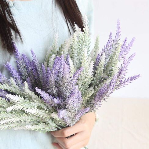 TENCHY 12 Bundles Artificial Lavender Flowers No Fade UV Resistant Fake Plastic Flowers Bouquet for Wedding Home Office Decoration- Indoor/Outdoor Use (Fuchsia) in Saudi Arabia