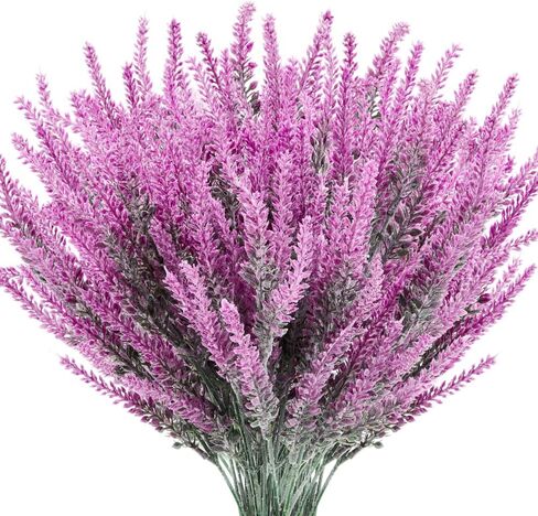 TENCHY 12 Bundles Artificial Lavender Flowers No Fade UV Resistant Fake Plastic Flowers Bouquet for Wedding Home Office Decoration- Indoor/Outdoor Use (Fuchsia) in Kuwait