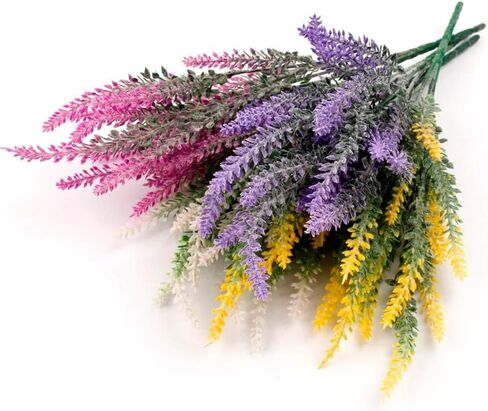 TENCHY 12 Bundles Artificial Lavender Flowers No Fade UV Resistant Fake Plastic Flowers Bouquet for Wedding Home Office Decoration- Indoor/Outdoor Use (Fuchsia) in Kuwait